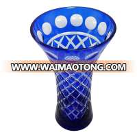 Chinese factory supply high quality Etched  blue Glass Vase