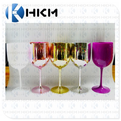 Factory offer gold plating wine glass, plastic Rose gold golden painting wine Goblets