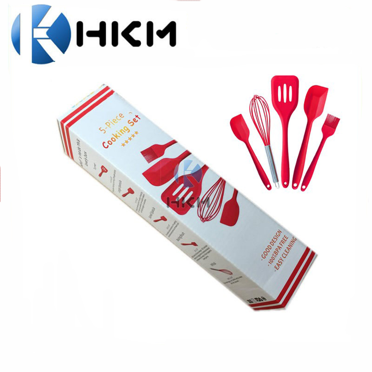 Heat Resistant Non Stick BPA Free 5 Pieces Silicone Cooking Kitchen Utensil Set