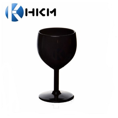 BPA Free 8oz Events Party Supplier Wholesale Black Goblet Plastic Wine Glass